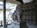 放生津八幡宮拝殿に安置されている木製狛犬（阿形像）